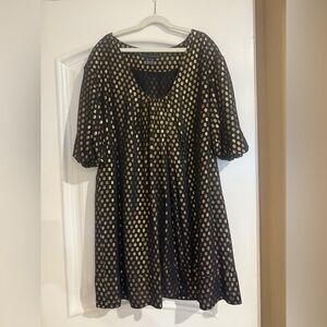 French Connection Navy blue and Gold Polka Dot Blouse